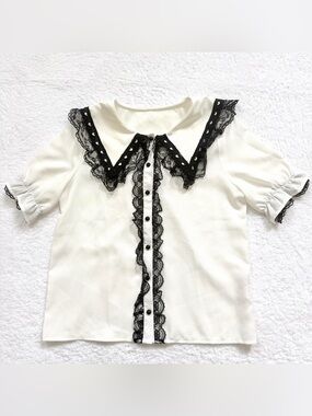 Mars Blouse Jirai Kei Ryosan Lolita Hearts Lace Tops Japan Idol White Black